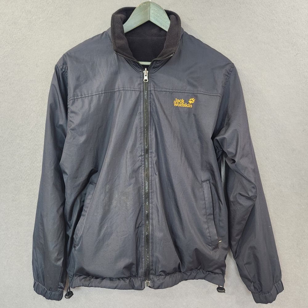 Jack Wolfskin Jacket Coat Mens S Reversible Black Fleece with Pockets
